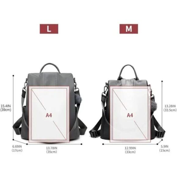 Women Backpack Purse Waterproof Nylon Anti-theft Lightweight Shoulder Bag - Picture 7 of 13